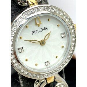 Bulova Women's Watch 98X120 Quartz White Mother of Pearl Dial Petite Two Tone